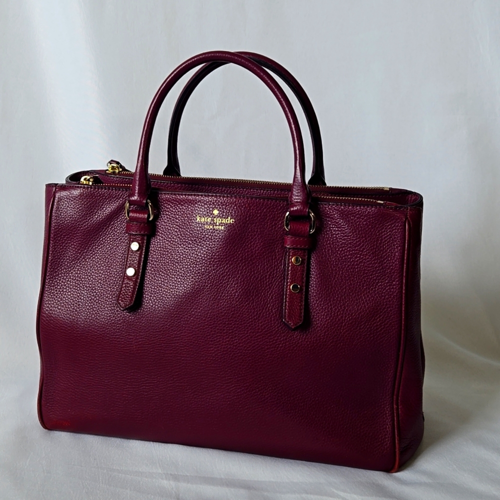 Kate Spade New York purple / burgundy wine color pebble leather shoulder bag